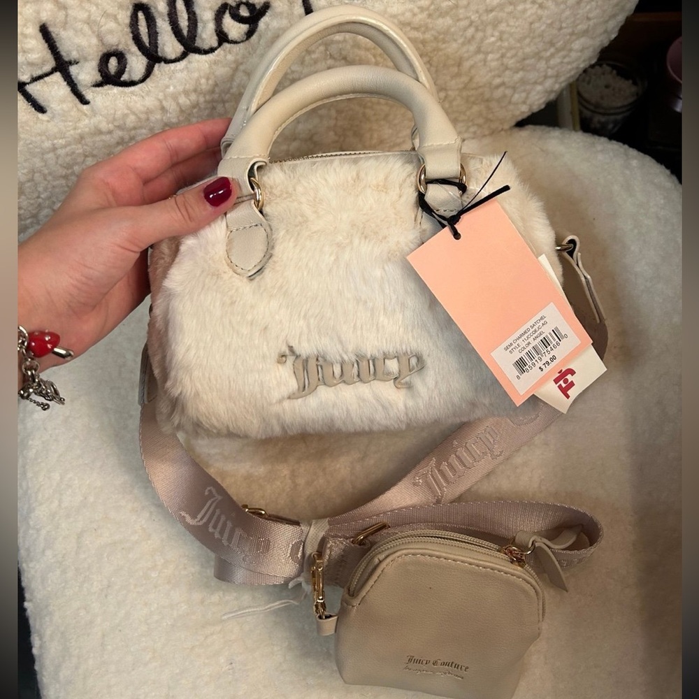 Juicy Couture semi charmed satchel with white fur